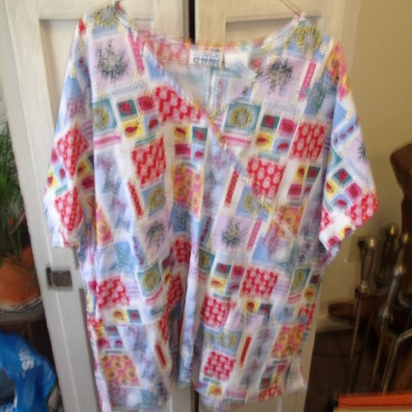 JIJ Scrubs ladybugs colorful medical size 1X - Picture 1 of 1